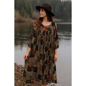 Vintage Patchouli From Nature 100% Cotton Boho Gypsy Cottagecore Dress Sz Large